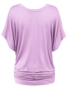 WT1038 Women's V Neck Short Sleeve Dolman Top