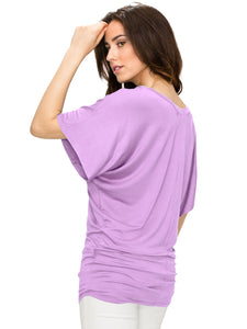 WT1038 Women's V Neck Short Sleeve Dolman Top