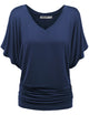 WT1038 Women's V Neck Short Sleeve Dolman Top