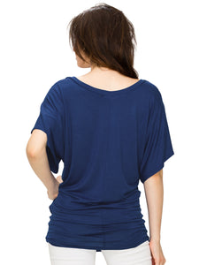 WT1038 Women's V Neck Short Sleeve Dolman Top