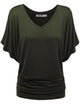 WT1038 Women's V Neck Short Sleeve Dolman Top