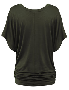 WT1038 Women's V Neck Short Sleeve Dolman Top