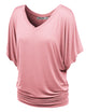 WT1038 Women's V Neck Short Sleeve Dolman Top