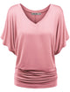 WT1038 Women's V Neck Short Sleeve Dolman Top
