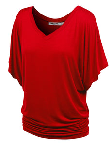 WT1038 Women's V Neck Short Sleeve Dolman Top