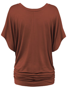 WT1038 Women's V Neck Short Sleeve Dolman Top
