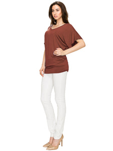 WT1038 Women's V Neck Short Sleeve Dolman Top