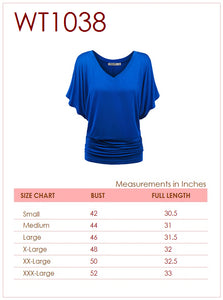 WT1038 Women's V Neck Short Sleeve Dolman Top