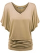WT1038 Women's V Neck Short Sleeve Dolman Top