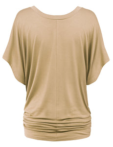 WT1038 Women's V Neck Short Sleeve Dolman Top