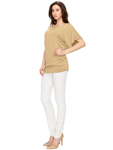 WT1038 Women's V Neck Short Sleeve Dolman Top