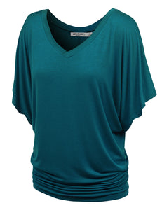 WT1038 Women's V Neck Short Sleeve Dolman Top