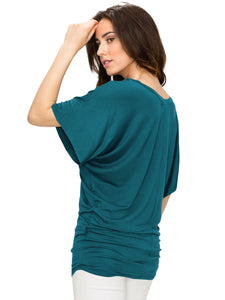 WT1038 Women's V Neck Short Sleeve Dolman Top