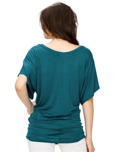 WT1038 Women's V Neck Short Sleeve Dolman Top