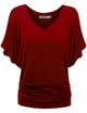 WT1038 Women's V Neck Short Sleeve Dolman Top