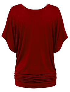 WT1038 Women's V Neck Short Sleeve Dolman Top
