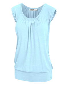 WT1054 Womens Solid Short Sleeve Sweetheart Top