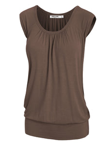 WT1054 Womens Solid Short Sleeve Sweetheart Top