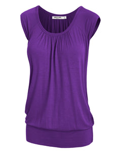 WT1054 Womens Solid Short Sleeve Sweetheart Top
