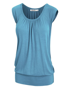 WT1054 Womens Solid Short Sleeve Sweetheart Top
