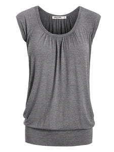 WT1054 Womens Solid Short Sleeve Sweetheart Top