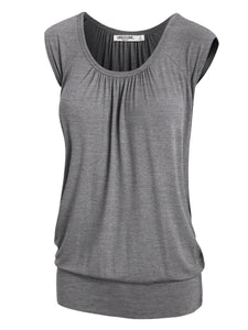 WT1054 Womens Solid Short Sleeve Sweetheart Top