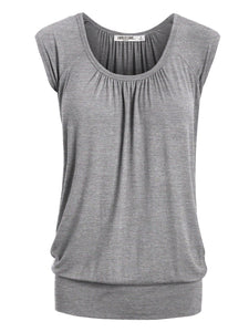 WT1054 Womens Solid Short Sleeve Sweetheart Top