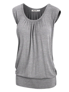 WT1054 Womens Solid Short Sleeve Sweetheart Top