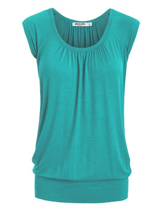 WT1054 Womens Solid Short Sleeve Sweetheart Top