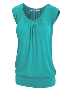 WT1054 Womens Solid Short Sleeve Sweetheart Top