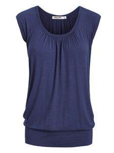 WT1054 Womens Solid Short Sleeve Sweetheart Top