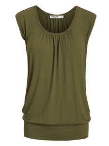 WT1054 Womens Solid Short Sleeve Sweetheart Top