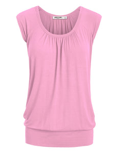 WT1054 Womens Solid Short Sleeve Sweetheart Top