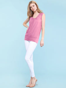 WT1054 Womens Solid Short Sleeve Sweetheart Top