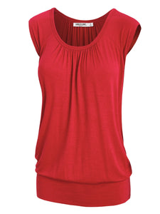 WT1054 Womens Solid Short Sleeve Sweetheart Top