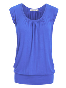 WT1054 Womens Solid Short Sleeve Sweetheart Top