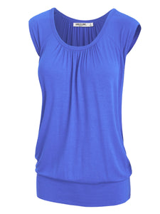 WT1054 Womens Solid Short Sleeve Sweetheart Top