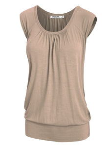 WT1054 Womens Solid Short Sleeve Sweetheart Top