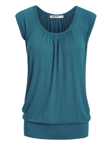 WT1054 Womens Solid Short Sleeve Sweetheart Top