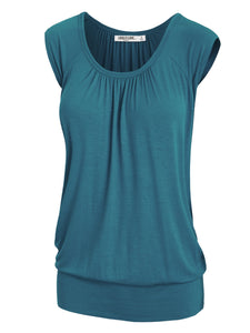 WT1054 Womens Solid Short Sleeve Sweetheart Top