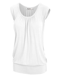 WT1054 Womens Solid Short Sleeve Sweetheart Top