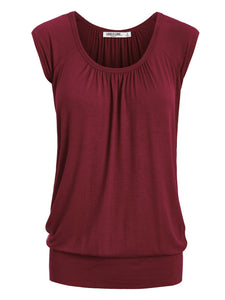 WT1054 Womens Solid Short Sleeve Sweetheart Top
