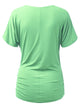 WT1118 Womens V Neck Short Sleeve Wrap Front Drape Dolman Top