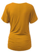 WT1118 Womens V Neck Short Sleeve Wrap Front Drape Dolman Top