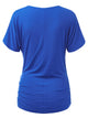 WT1118 Womens V Neck Short Sleeve Wrap Front Drape Dolman Top