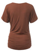 WT1118 Womens V Neck Short Sleeve Wrap Front Drape Dolman Top