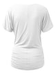 WT1118 Womens V Neck Short Sleeve Wrap Front Drape Dolman Top