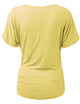 WT1118 Womens V Neck Short Sleeve Wrap Front Drape Dolman Top