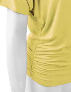 WT1118 Womens V Neck Short Sleeve Wrap Front Drape Dolman Top