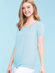 WT1175 Womens Scoop Neck Short Sleeve Front Pleated Tunic